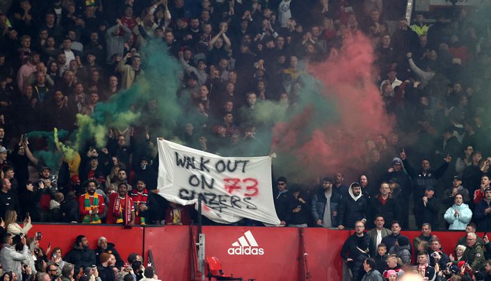 Manchester United fans protested against the Glazer family before and during the Liverpool match