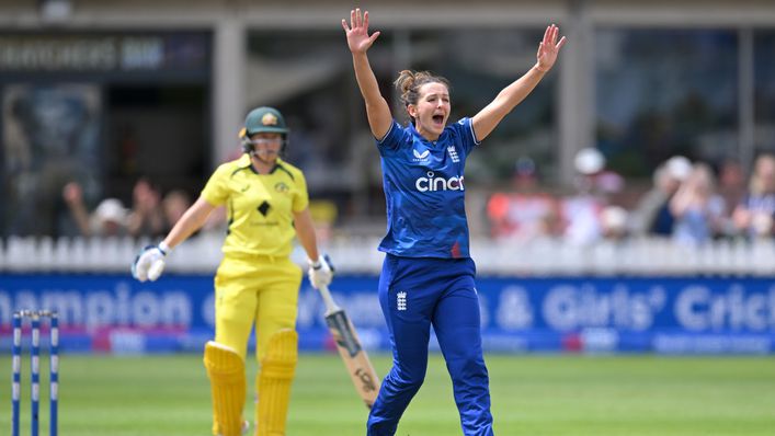 Kate Cross in action for England this summer