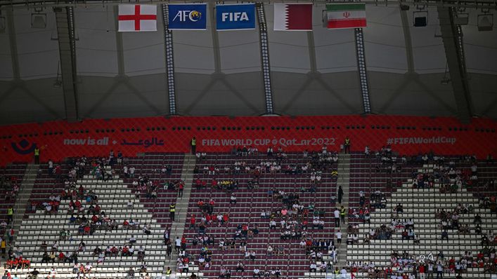 Large sections of empty seats were seen at kick-off of England's clash with Iran