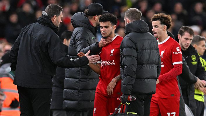 Luis Diaz was forced off during Liverpool's draw with Arsenal