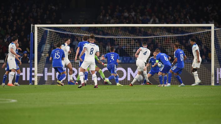 Declan Rice slots home for England following a set-piece routine