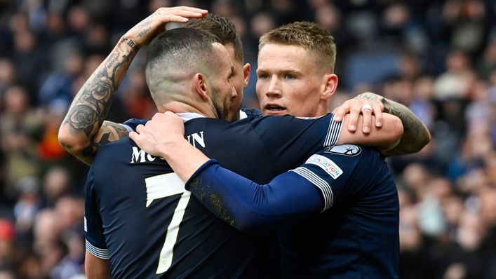 Scott McTominay (right) celebrates scoring Scotland's second goal of the game