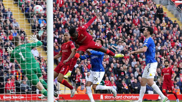 Divock Origi headed Liverpool into a 2-0 lead against Everton
