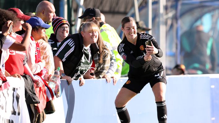 Mary Earps spent time with Manchester United supporters after the 5-0 win against Everton