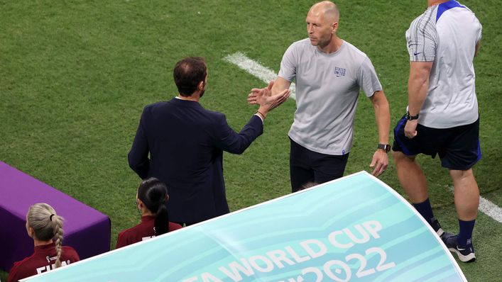 Gareth Southgate and Gregg Berhalter embrace at the final whistle