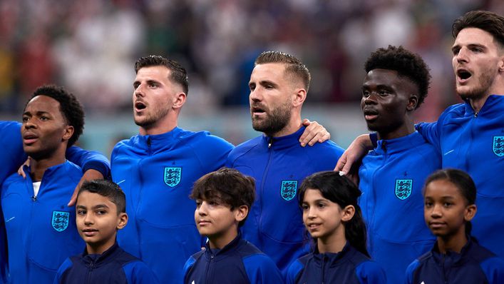 England line up for the national anthem in front of a vocal crowd