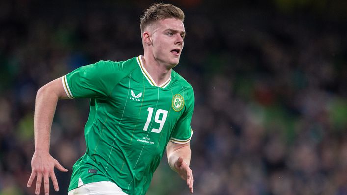 Irish centre forward Evan Ferguson scored his first international goal against Latvia on Wednesday