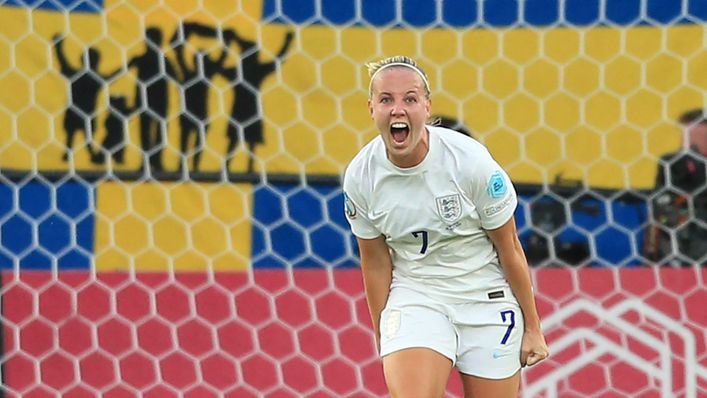 England star Beth Mead celebrates after breaking the deadlock