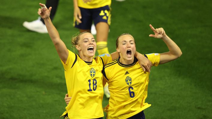 Magdalena Eriksson (right) knows England will be her side's toughest test yet