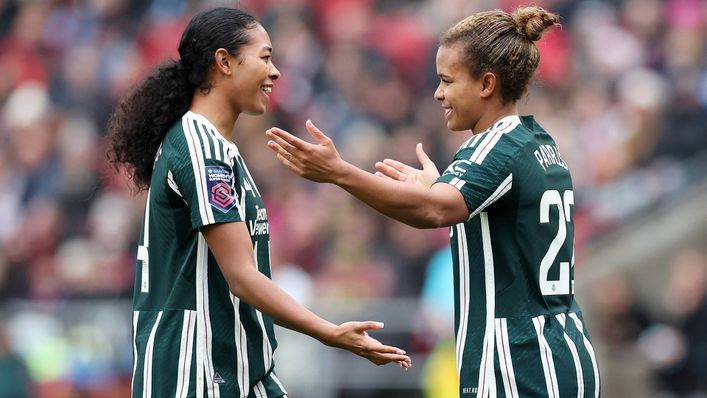 Nikita Parris (right) scored Manchester United's second goal at Bristol City