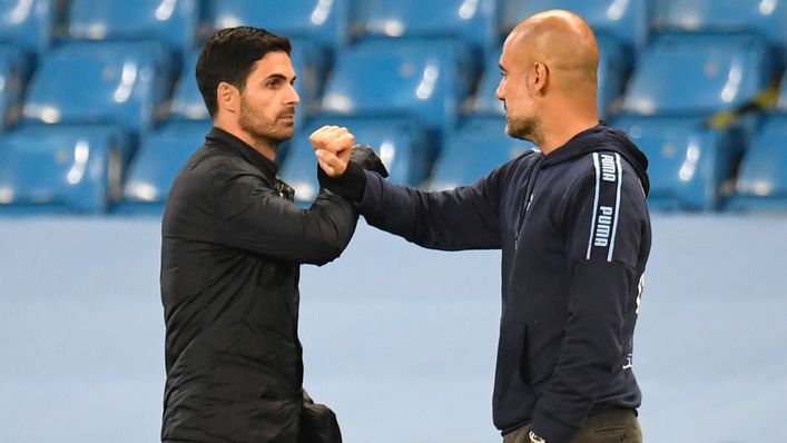 Mikel Arteta and Pep Guardiola are yet to meet this season