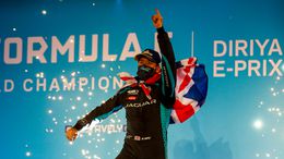 Sam Bird celebrates winning Race 2 at the Diriyah E-Prix. Courtesy of Formula E