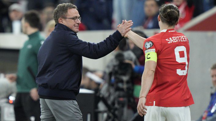 Ralf Rangnick withdrew Marcel Sabitzer after 74 minutes of Austria's 4-1 victory over Azerbaijan on Friday