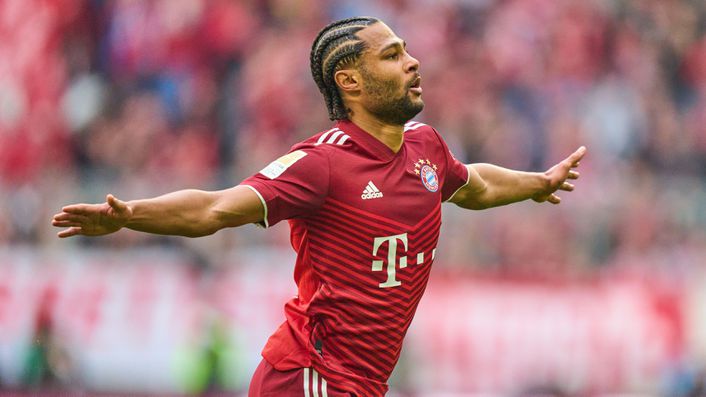 Serge Gnabry celebrates scoring the opener in last weekend’s title-clinching victory over Borussia Dortmund