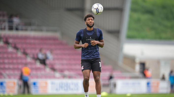 Stockport's Miles Hippolyte scored the opening goal in both games against Carlisle in the regular season