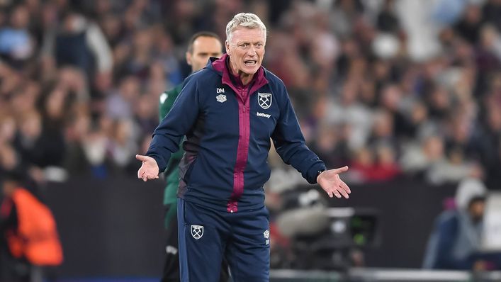 David Moyes' West Ham are playing the second of their three games in seven days tonight
