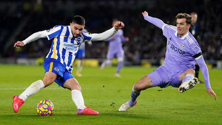 Brighton's Neal Maupay was unable to break the deadlock against Leeds