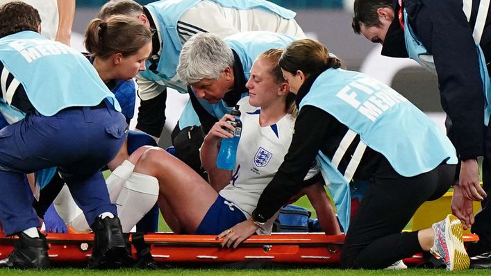 Keira Walsh appeared to suffer a serious knee injury against Denmark