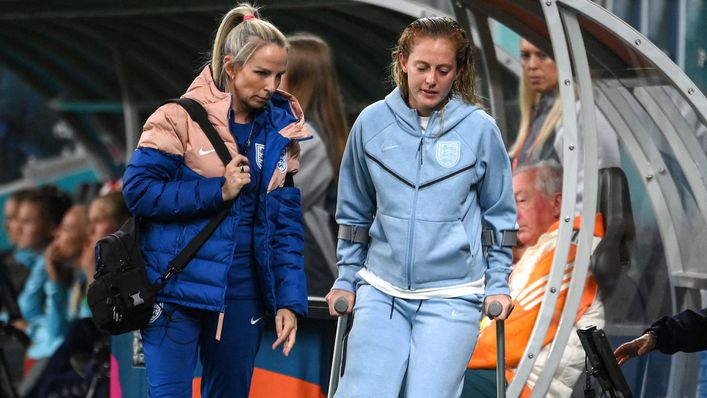 Keira Walsh was left on crutches after leaving the pitch during the first half