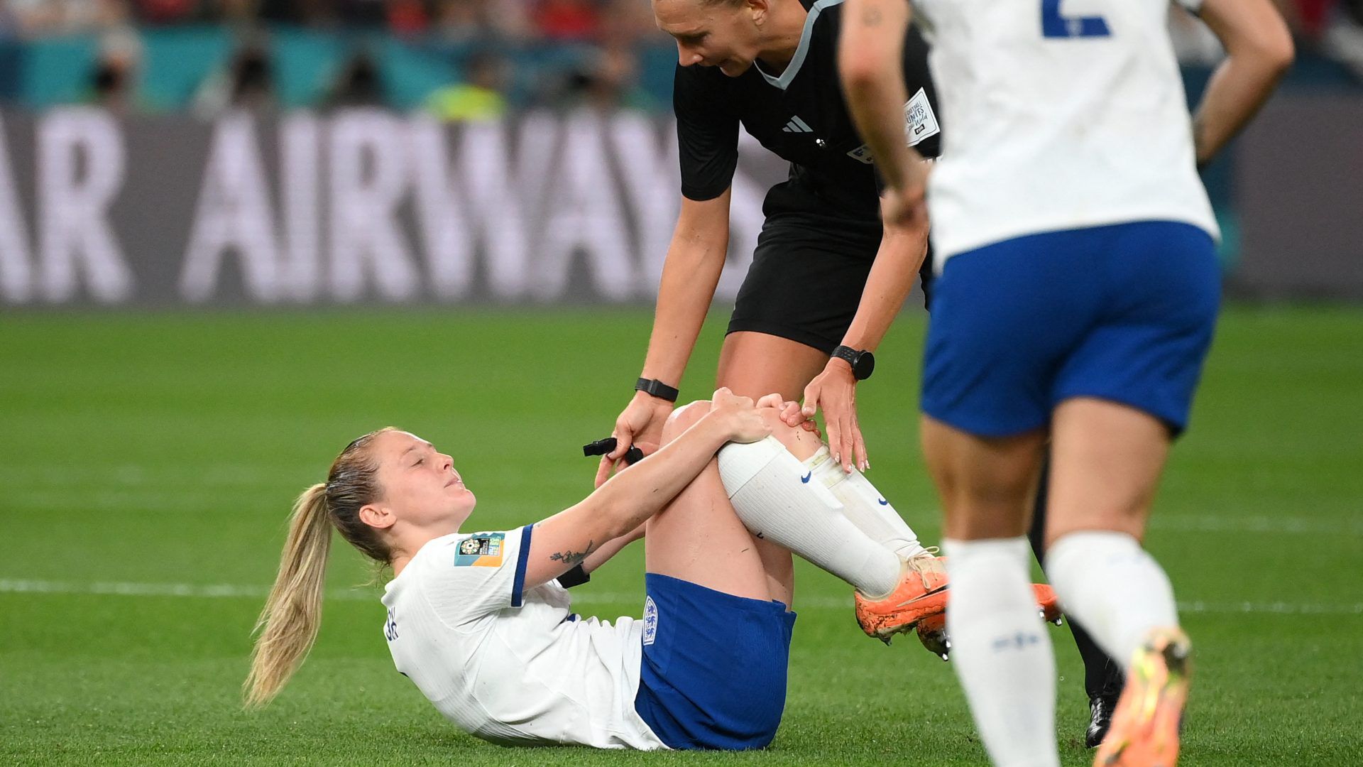 England star Keira Walsh pictured on crutches after star is stretchered off  in tears in heartbreaking scenes vs Denmark