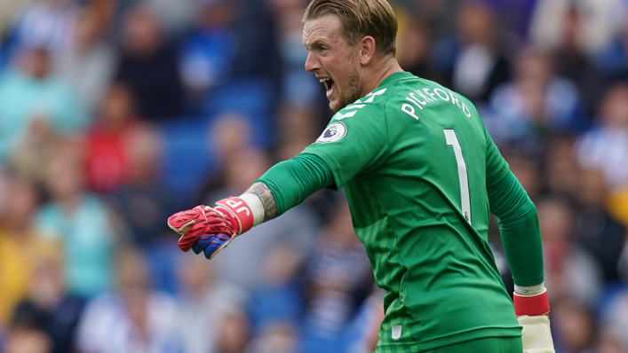 Jordan Pickford bellowing instructions during Everton's 2-0 victory over Brighton