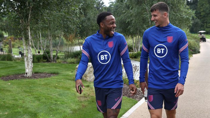 England colleagues Raheem Sterling and Mason Mount are enjoying working together at Chelsea