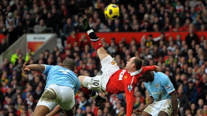 Wayne Rooney's bicycle kick in the 2010-11 season is one of the great Manchester derby goals