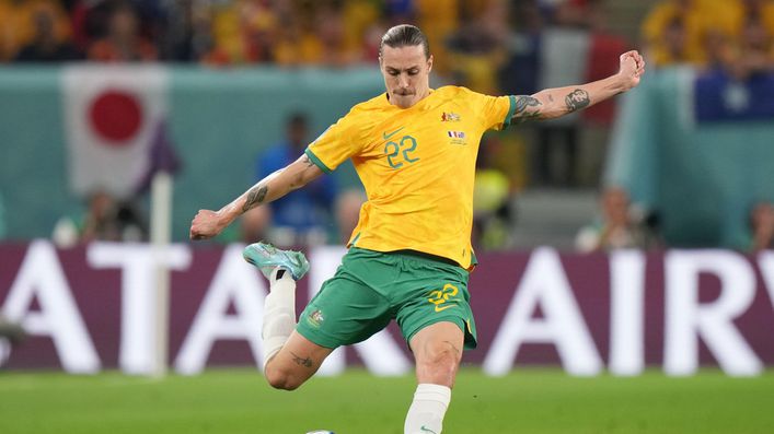 Australia's Jackson Irvine is no stranger to a booking