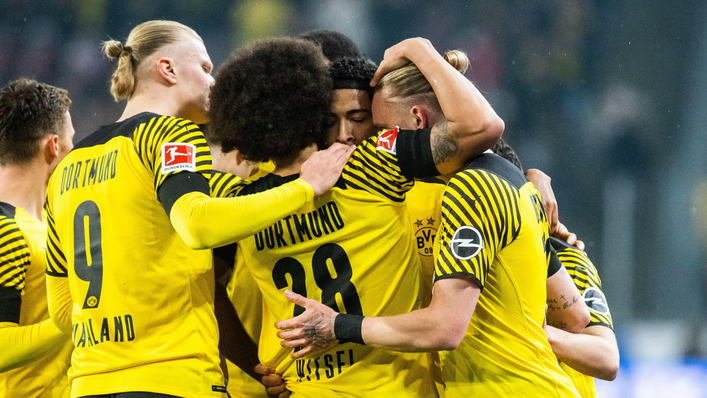 Borussia Dortmund celebrate after scoring against Koln before the international break