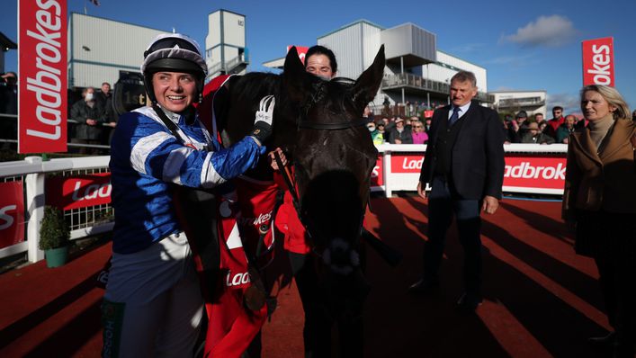 Bryony Frost paid tribute to both Frodon and Paul Nicholls after Champion Chase glory.