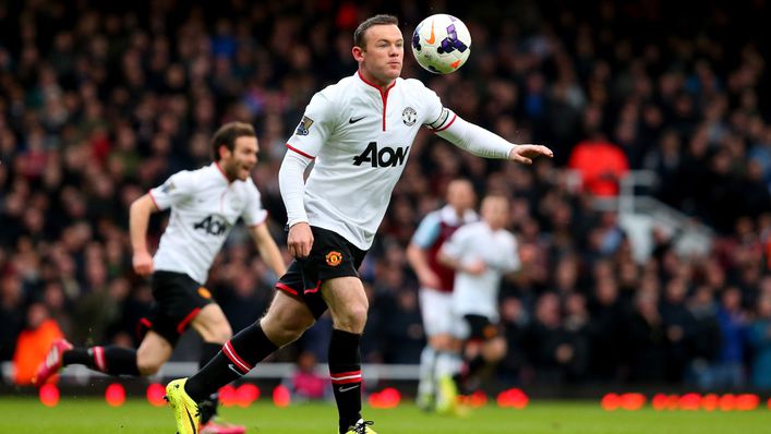 Wayne Rooney scored the first of his two halfway stunners against West Ham in 2014