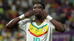 Senegal's Ismaila Sarr celebrates after scoring against Ecuador