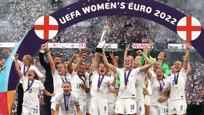 England celebrate on a night Sarina Wiegman's side made history at Wembley